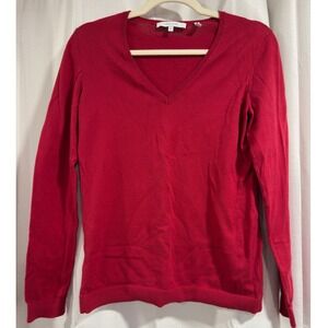 Lark & Ro Womens Red 100% Supima Cotton V-Neck Long Sleeve Sweater Size M